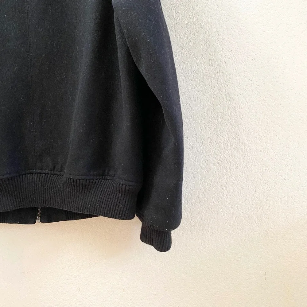 EXPRESS Mens Bomber Jacket‎ Black Wool Blend Zip Front Pockets M Medium